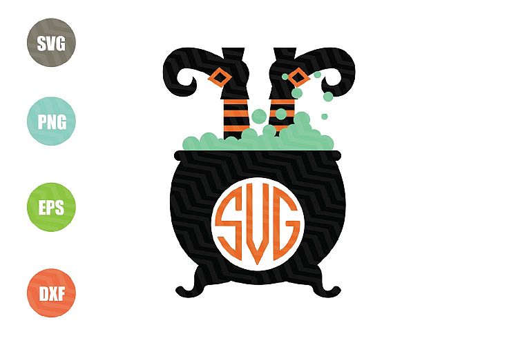 Witch Svg, Cauldron Monogram Frame Svg