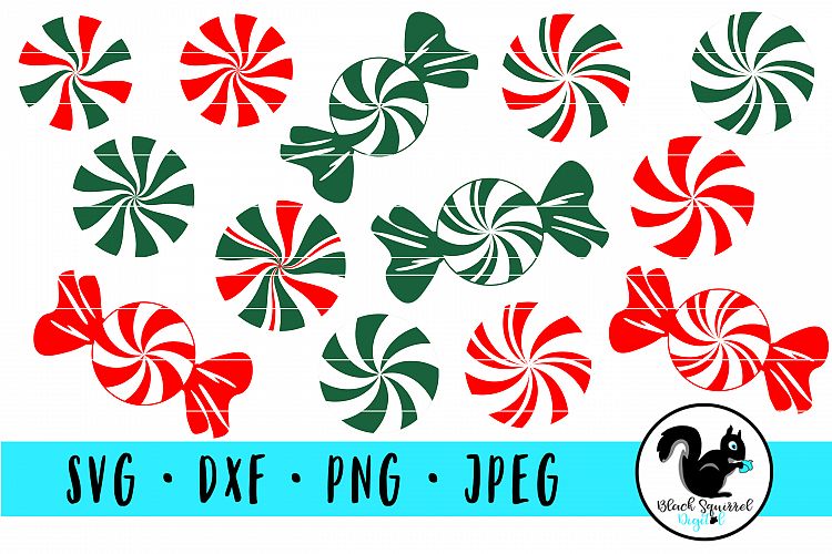 Red and Green Peppermints Candies in Wrappers SVG (384497) | SVGs