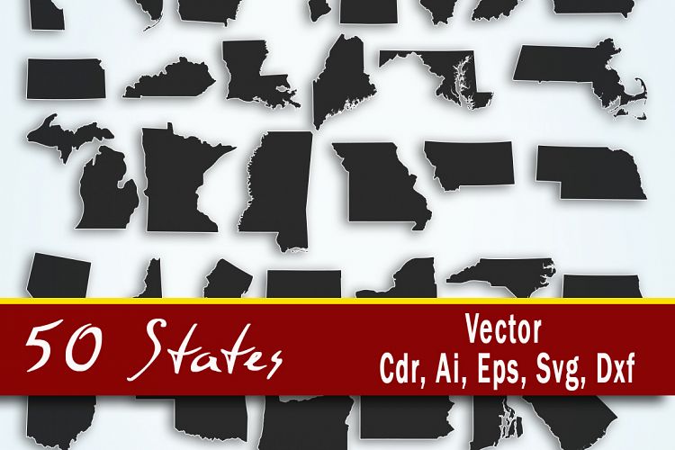 United States Vector, 50 states clip art, All Usa states - cutting ...