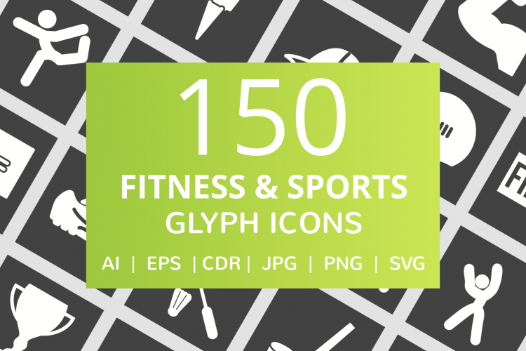 150 Fitness   Sports Glyph Inverted Icons