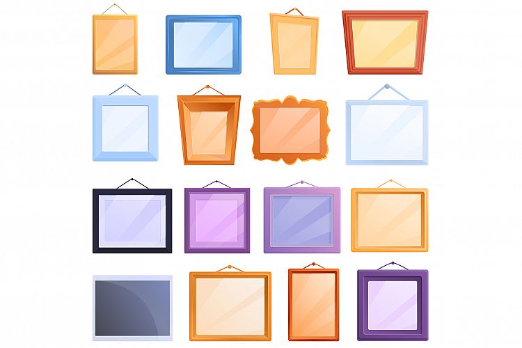 Photo Frame icons set, cartoon style example image 1