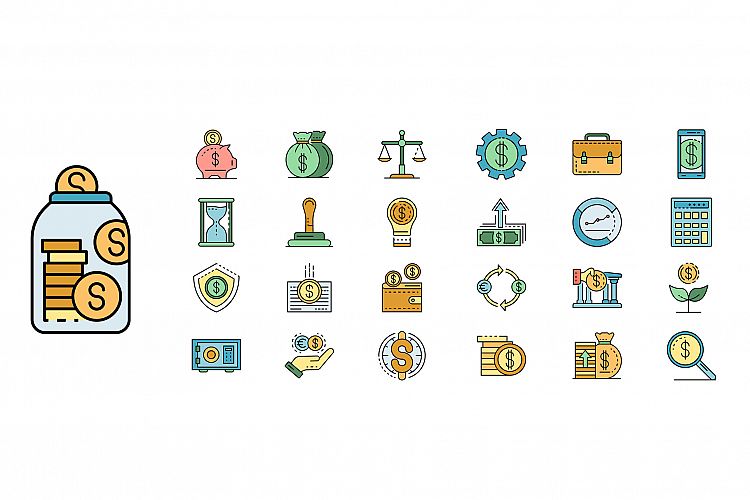 Deposit icons set line color vector