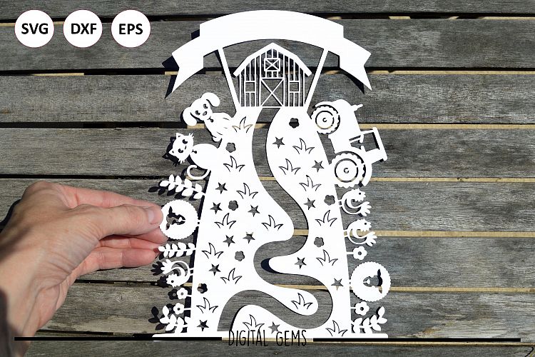 Tractor on the farm paper cut SVG / DXF / EPS files example image 1