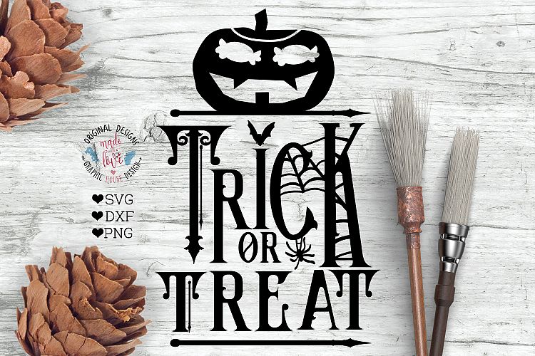 Trick or Treat Halloween Sign Cut File in SVG DXF PNG