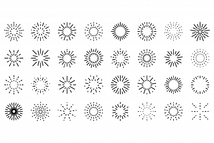 Firework icons set, outline style example image 1