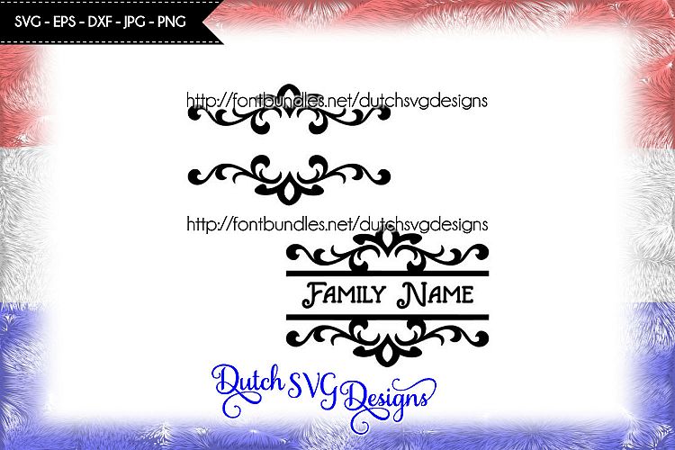 2 Swirly split border cutting files for monograms and texts