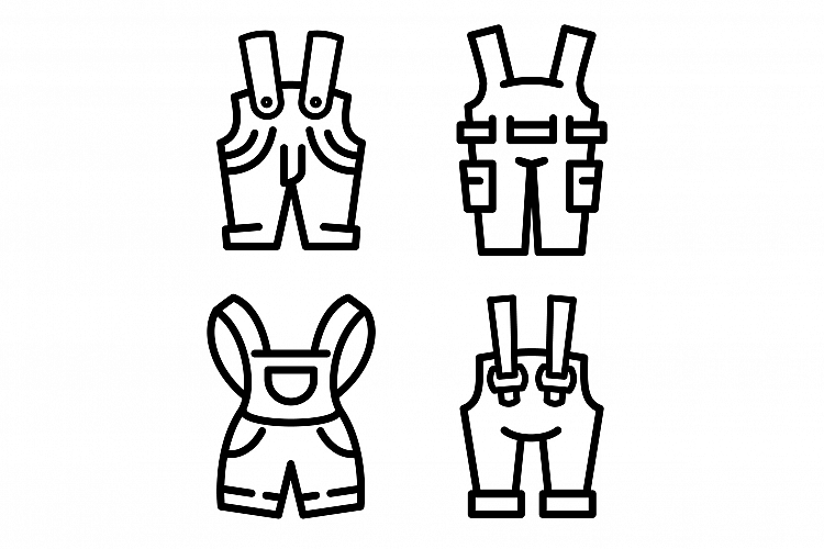 Overalls icons set, outline style example image 1