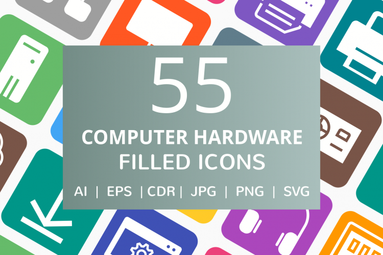 55 Computer   Hardware Filled Round Corner Icons