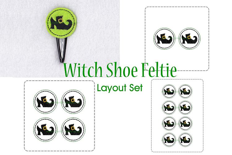 Witch Shoe ITH Halloween Feltie Embroidery Design