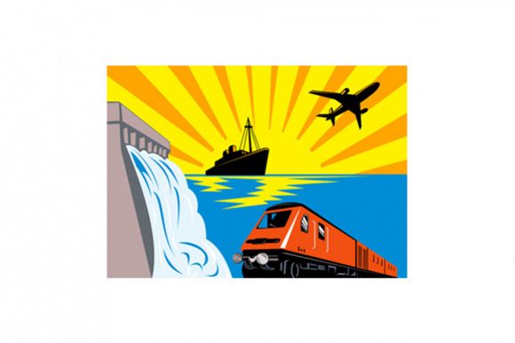Diesel Train Locomotive Retro example image 1