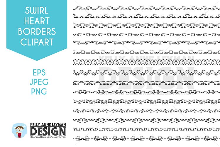 Digital Heart Borders Clipart, Seamless Borders