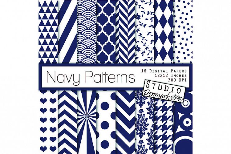 Navy Patterns Digital Paper