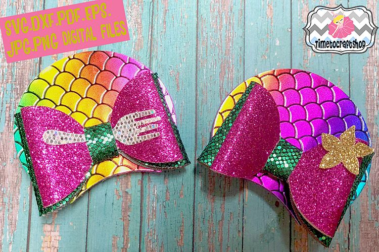 Mermaid Princess Ariel Inspired Mouse Ears Hair Bow Template