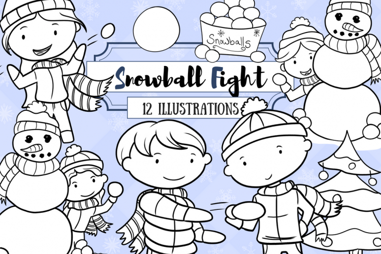 Holiday Snowball Digital Stamps