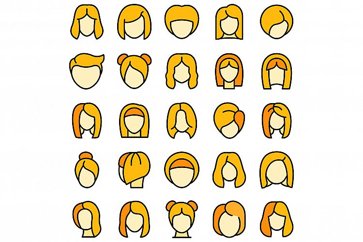 Wig icons set vector flat example image 1