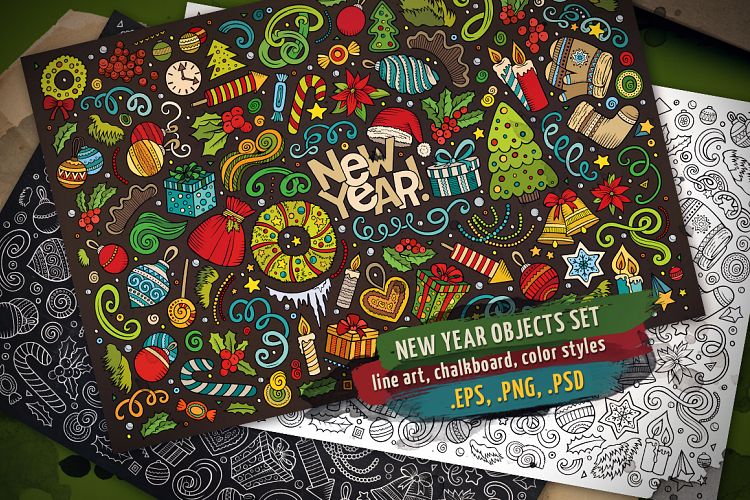 New Year Objects & Elements Set