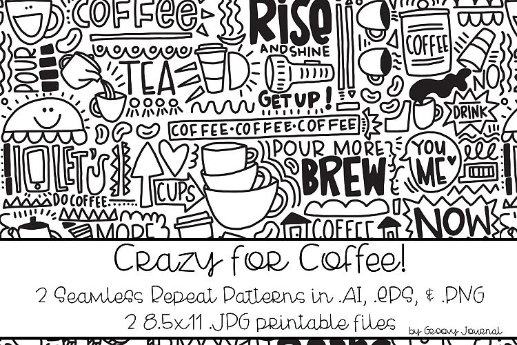 Crazy for Coffee Seamless Repeat Pattern