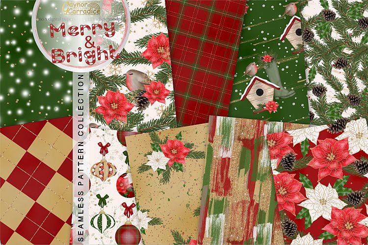 Watercolor Christmas Seamless Pattern Collection