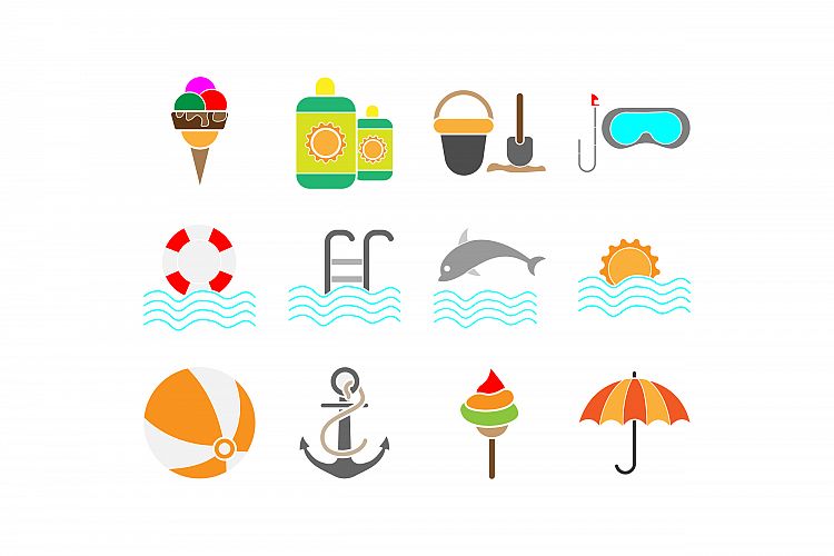 summer icons set