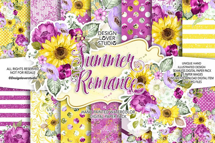 Summer Romance digital paper pack