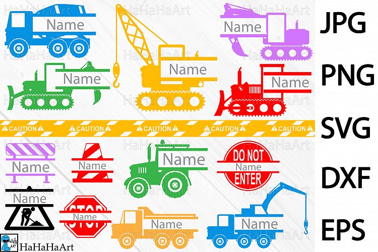 Split Construction Monogram V1 - Clipart / Cutting Files 89c