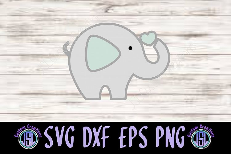 Baby Elephant with Heart Nose | SVG DXF EPS PNG Digital File