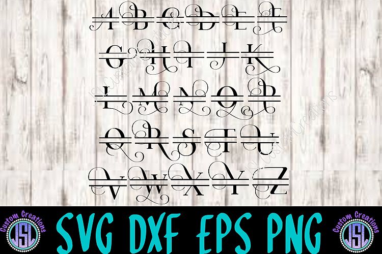 Split Fancy Letter Monogram SVG, EPS, DXF, PNG Digital Download