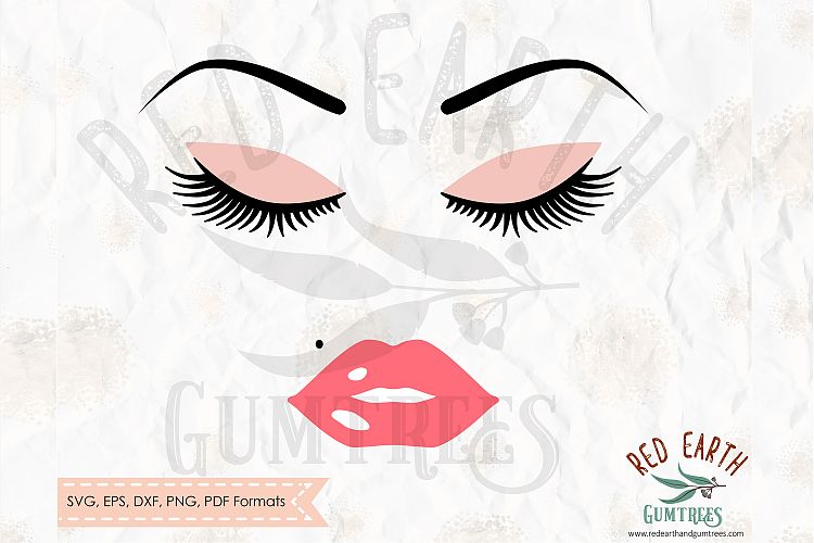 Lashes lips and eyebrows, eyelashes in SVG, DXF, PNG, EPS