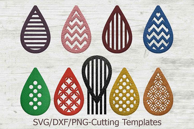 Faux leather earrings Set svg Tear drop Pendant cut template