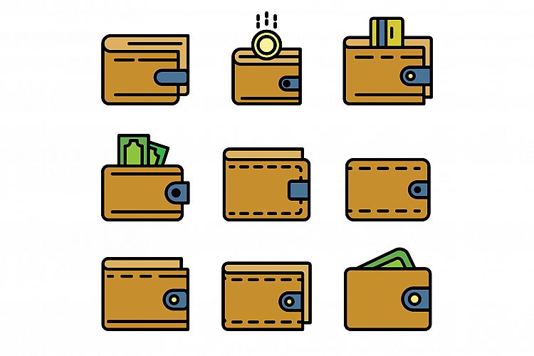 Wallet icons set vector flat example image 1