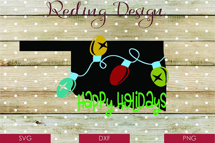 Oklahoma Happy Holidays Christmas SVG Digital Cut Fi