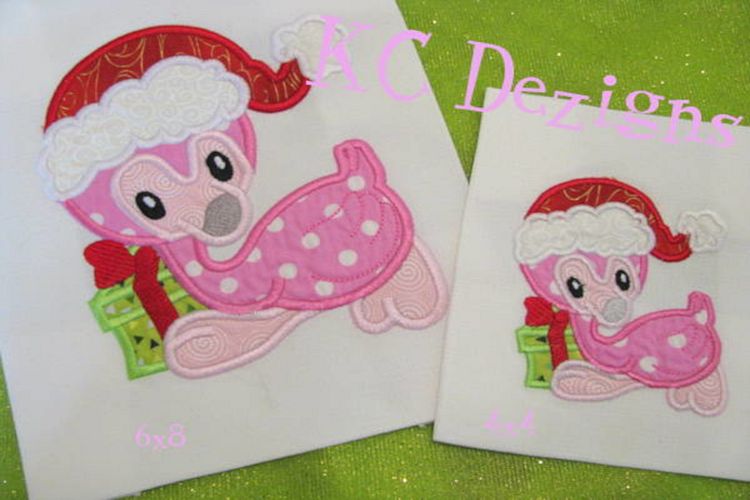 Christmas Baby Flamingo Machine Applique Embroidery Design
