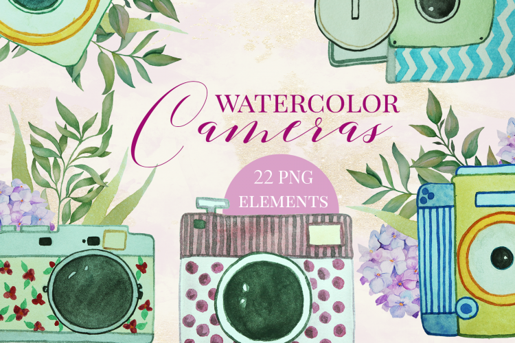 Watercolor Vintage Cameras