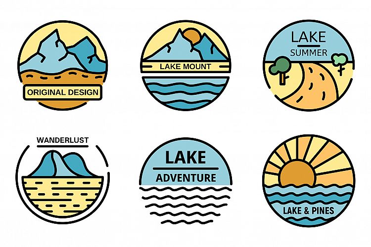 Lake logo vector flat example image 1