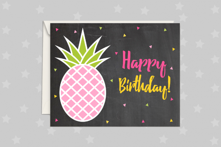 Chalkboard Pineapple Card, Happy Birthday Printable