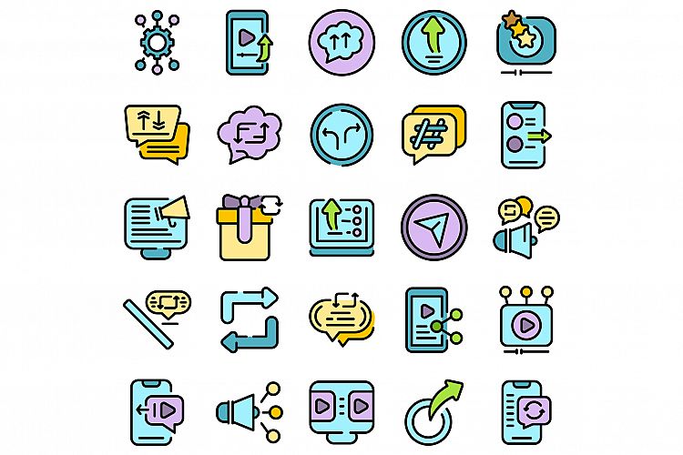 Repost icons set vector flat example image 1