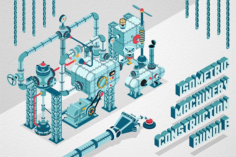Isometric Machinery Construction Kit