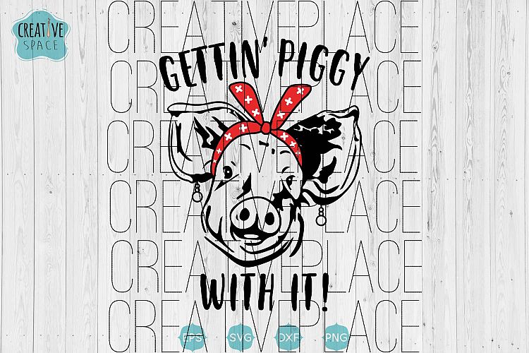 Gettin Piggy With it svg, Pig With Bandana svg, Pig svg,png