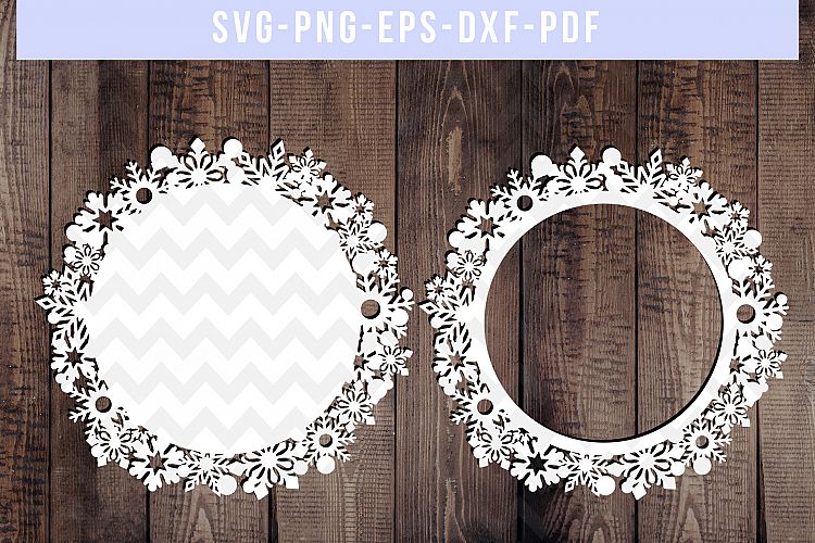 Christmas Wreath SVG Cut File, Winter Papercut, PNG, PDF DXF