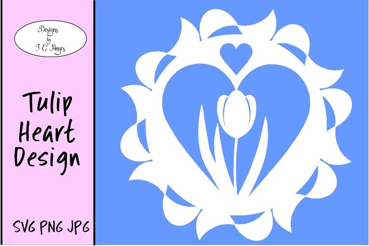 Tulip in Heart Design, SVG,