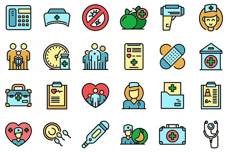 Family doctor icons set vector flat example image 1