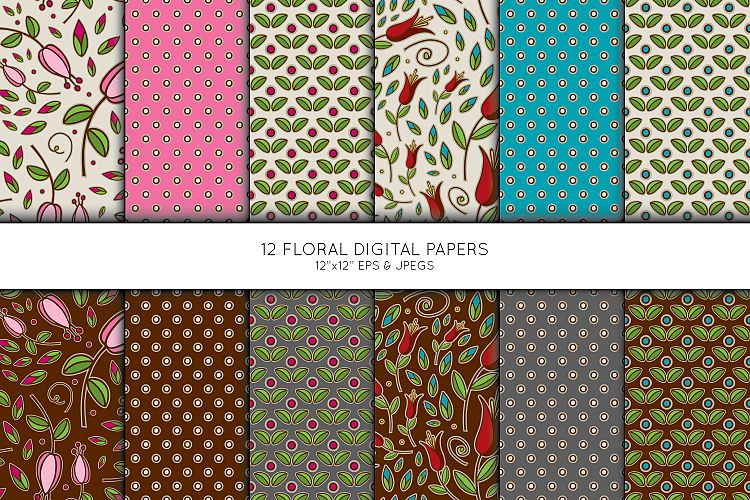Floral Digital Paper, Flower Seamless pattern