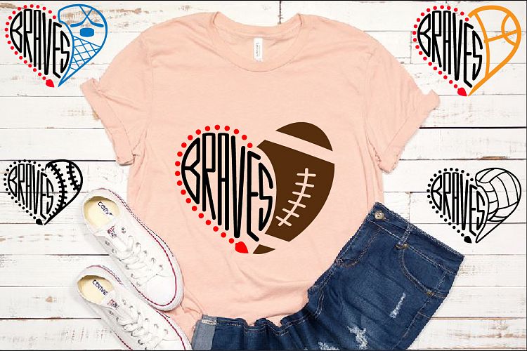 Atlanta Braves Sport Heart SVG School Spirit football 970s