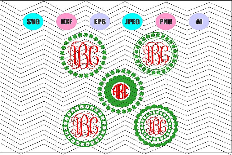 Shamrock monogram Svg, St. Patricks Day Svg Vinyl Decal