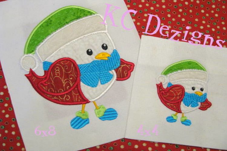 Christmas Bird 01 Machine Applique Embroidery Design