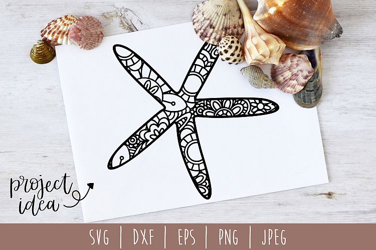 Download Starfish Mandala Zentangle SVG, DXF, EPS, PNG, JPEG