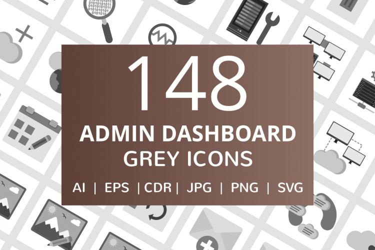 148 Admin Dashboard Flat Greyscale Icons