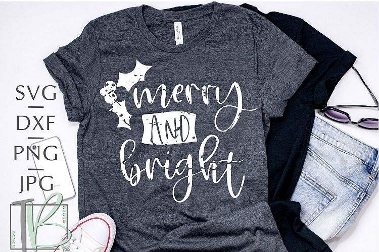 Grunge SVG, Merry and Bright SVG