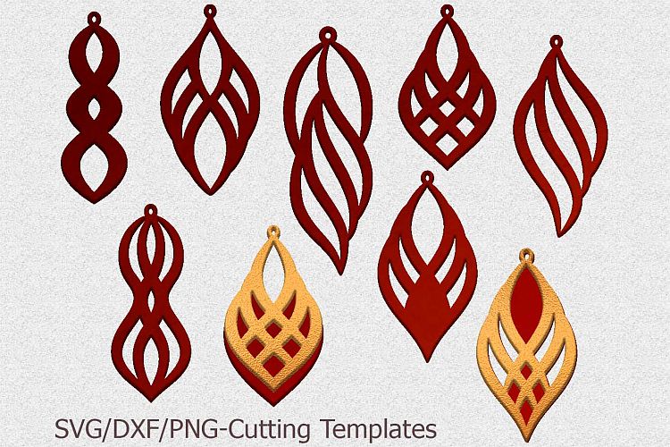 Download leather earring template svg, oriental jewelry svg laser cut