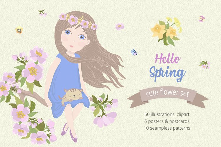 Hello Spring Illustration Set